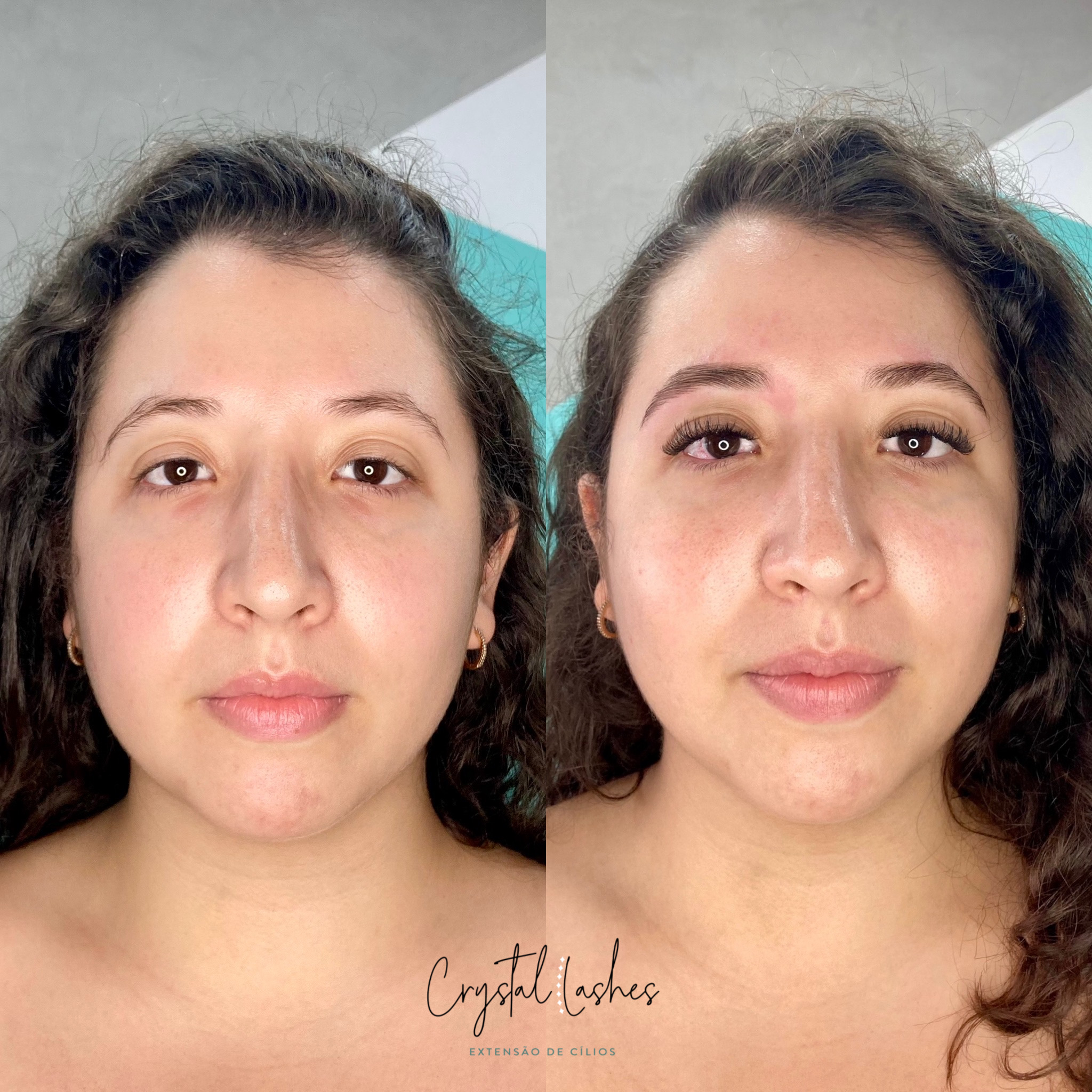 Antes e depois extensão de cílios — Studio Crystal Lashes